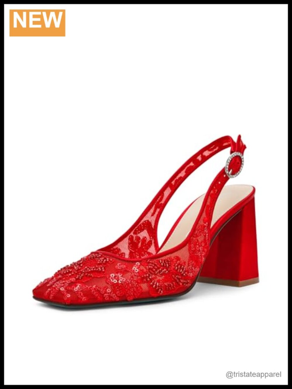 Women's Slingback Block Heel Square Toe Pump Lightweight Pull-On Formal Evening